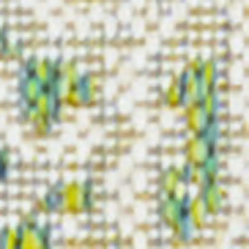 8' Cream And Green Medallion Indoor Outdoor Runner Rug Photo 2