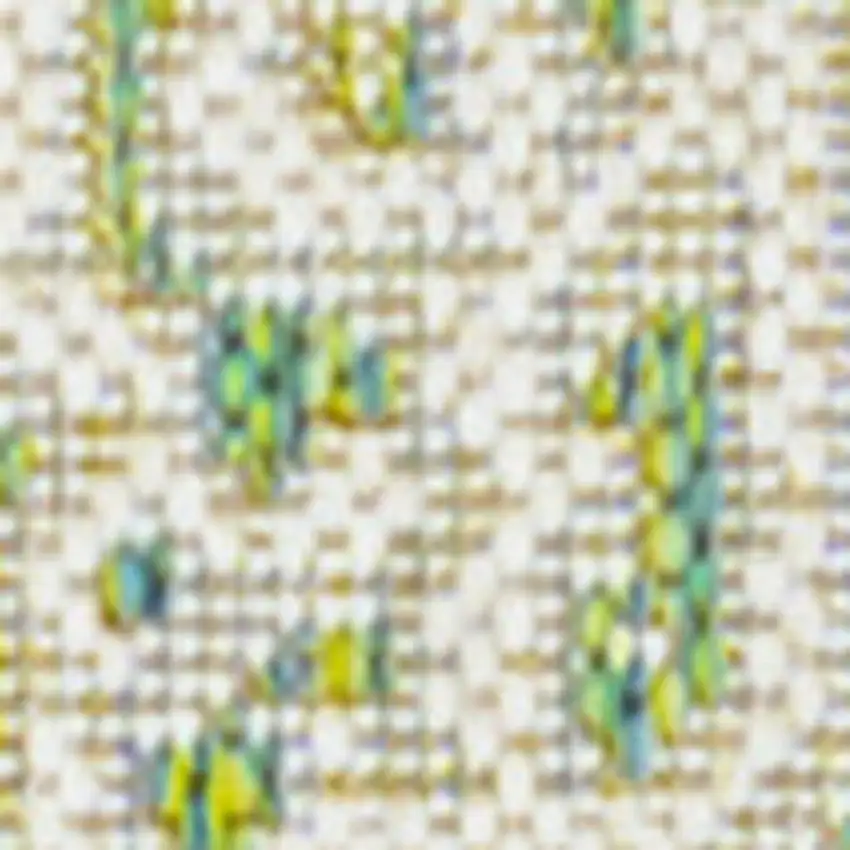 8' Cream And Green Medallion Indoor Outdoor Runner Rug Photo 3