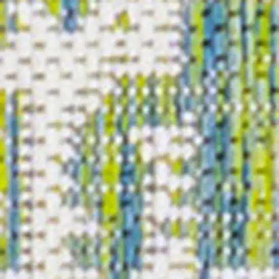 10' Cream And Green Medallion Indoor Outdoor Runner Rug Photo 2