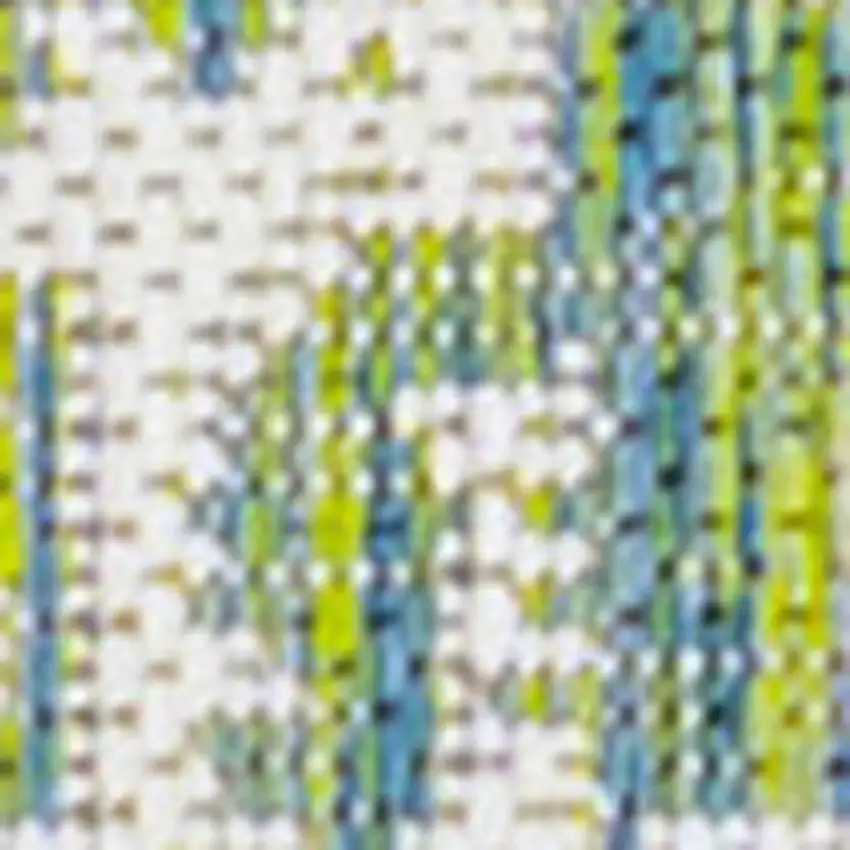 10' Cream And Green Medallion Indoor Outdoor Runner Rug Photo 2