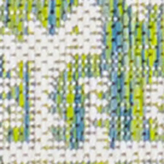 10' Cream And Green Medallion Indoor Outdoor Runner Rug Photo 3