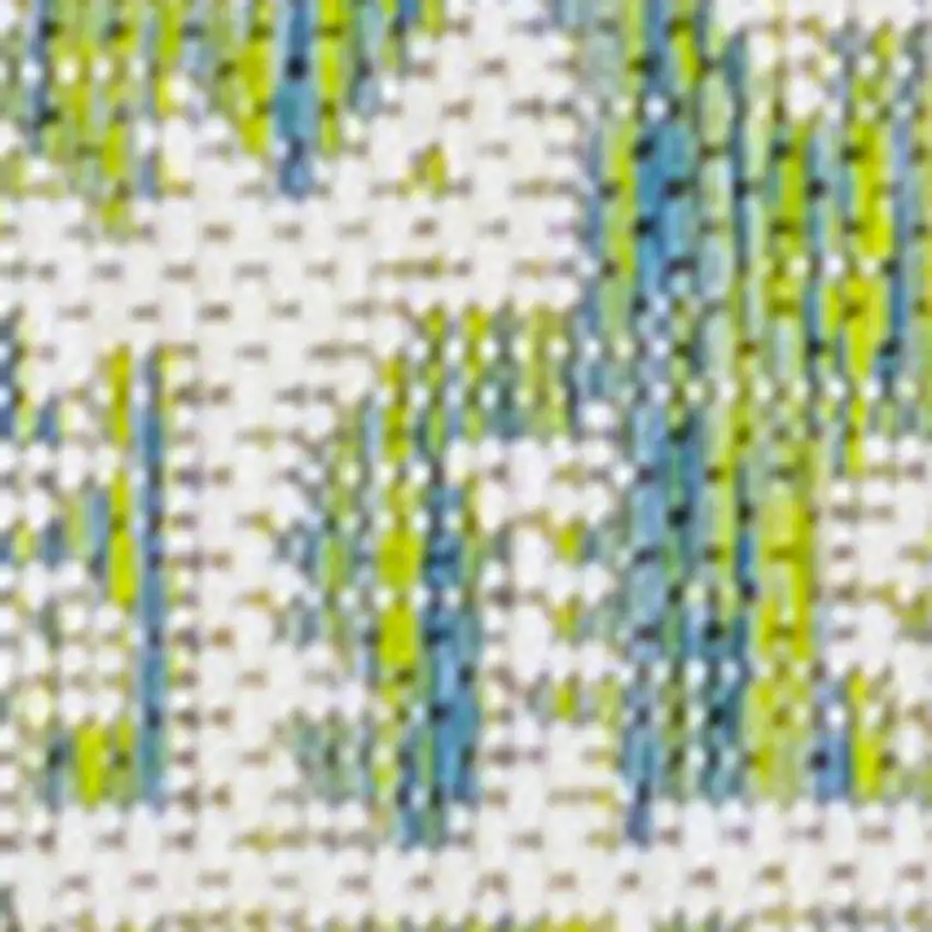 10' Cream And Green Medallion Indoor Outdoor Runner Rug Photo 3