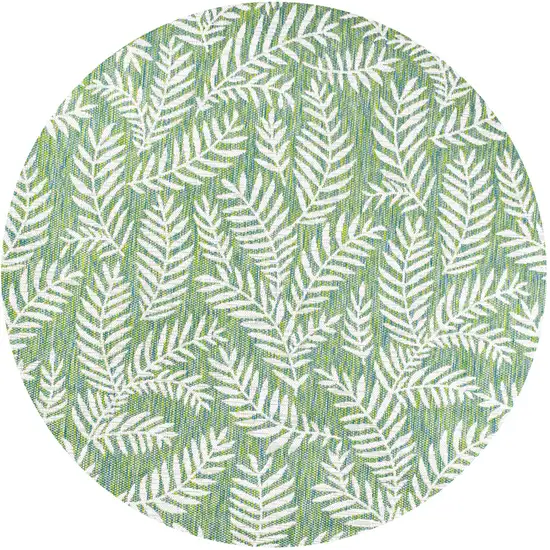 5' Cream And Green Round Floral Indoor Outdoor Area Rug Photo 1