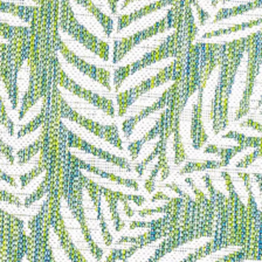 5' Cream And Green Round Floral Indoor Outdoor Area Rug Photo 2