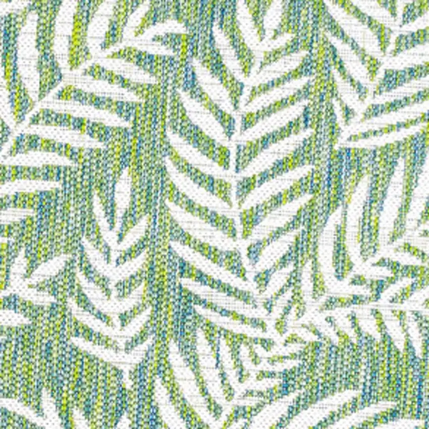 5' Cream And Green Round Floral Indoor Outdoor Area Rug Photo 3