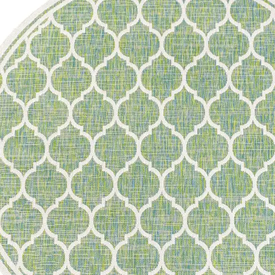 5' Cream And Green Round Geometric Indoor Outdoor Area Rug Photo 2