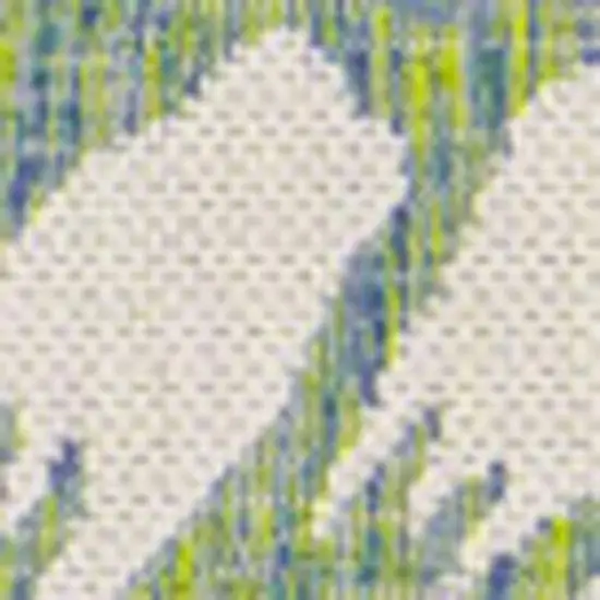 5' Cream And Green Square Floral Indoor Outdoor Area Rug Photo 2