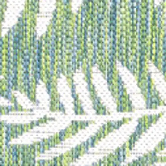 5' Cream And Green Square Floral Indoor Outdoor Area Rug Photo 3