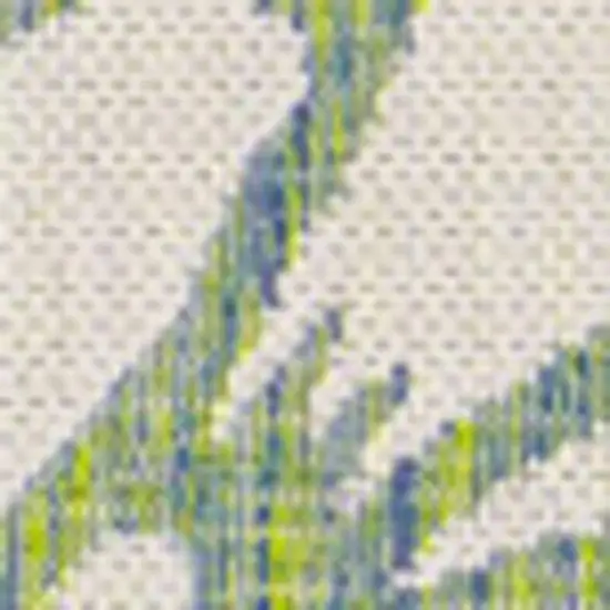 6' Cream And Green Square Floral Indoor Outdoor Area Rug Photo 2