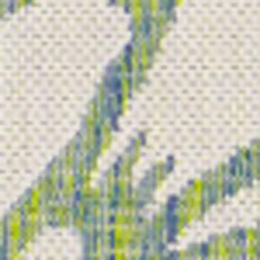 6' Cream And Green Square Floral Indoor Outdoor Area Rug Photo 2