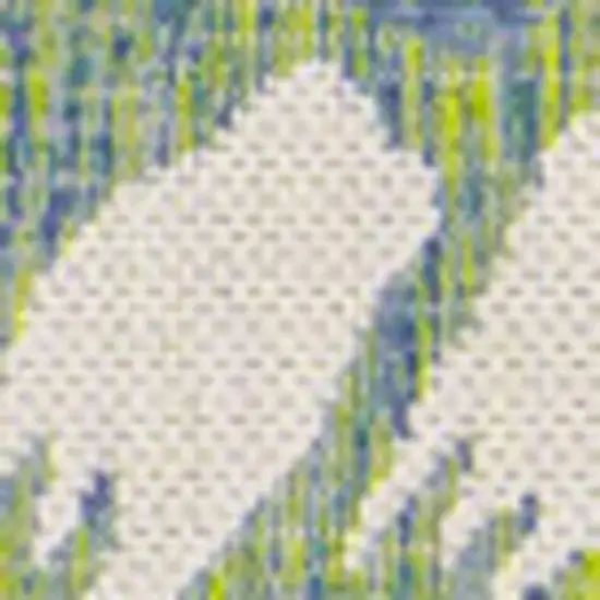 9' Cream And Green Square Floral Indoor Outdoor Area Rug Photo 2