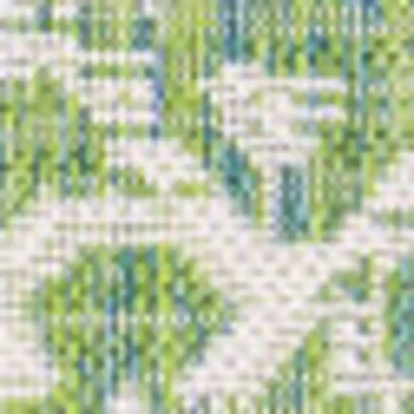 5' Cream And Green Square Medallion Indoor Outdoor Area Rug Photo 2