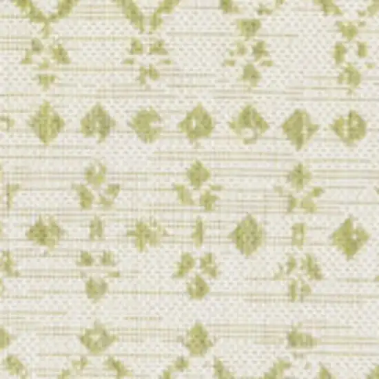 5' Cream And Green Square Trellis Indoor Outdoor Area Rug Photo 3