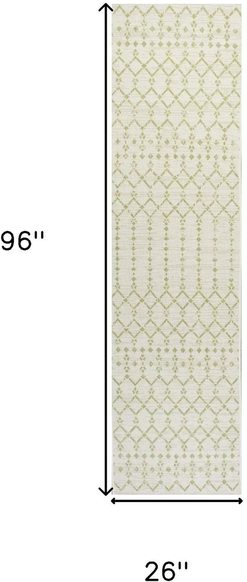 8' Cream And Green Trellis Indoor Outdoor Runner Rug Photo 4