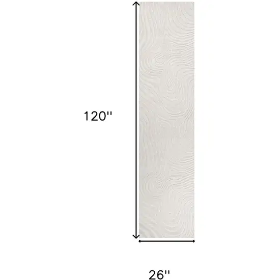 10' Cream And Ivory Abstract Indoor Outdoor Runner Rug Photo 9
