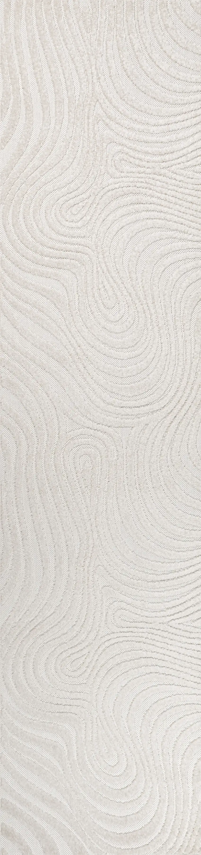 10' Cream And Ivory Abstract Indoor Outdoor Runner Rug Photo 1