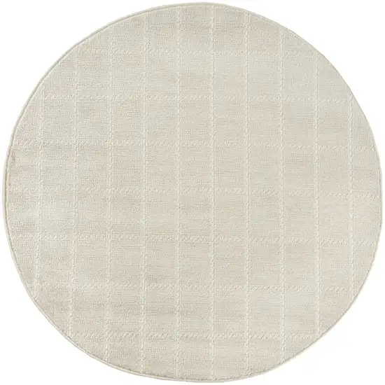 4' Cream And Ivory Geometric Round Rug Photo 2