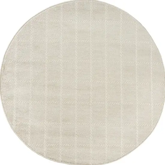 4' Cream And Ivory Geometric Round Rug Photo 3