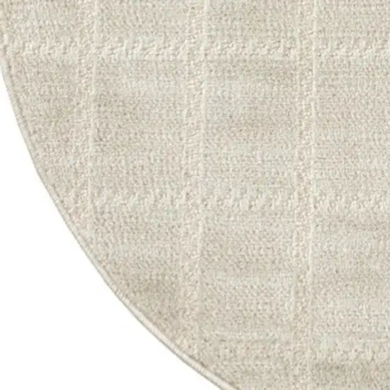 8' Cream And Ivory Geometric Round Rug Photo 3
