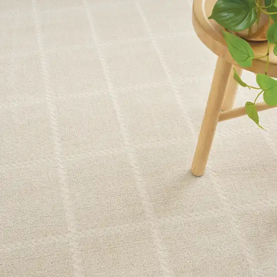8' Cream And Ivory Geometric Runner Rug Photo 6