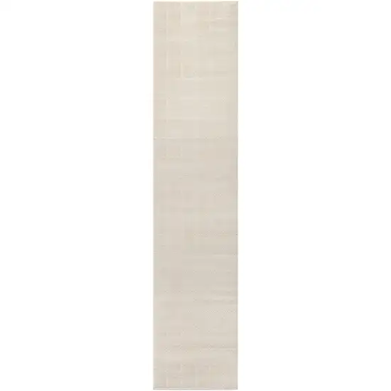 8' Cream And Ivory Geometric Runner Rug Photo 7