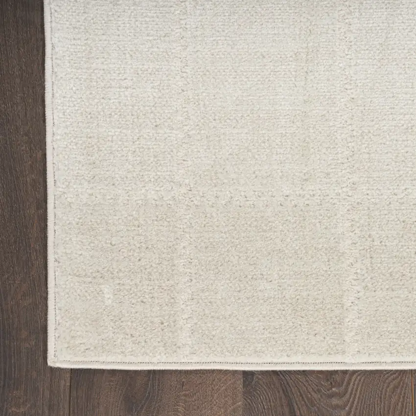 8' Cream And Ivory Geometric Runner Rug Photo 8