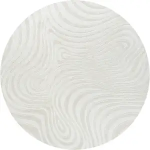 Photo of 6' Cream And Ivory Round Abstract Indoor Outdoor Area Rug