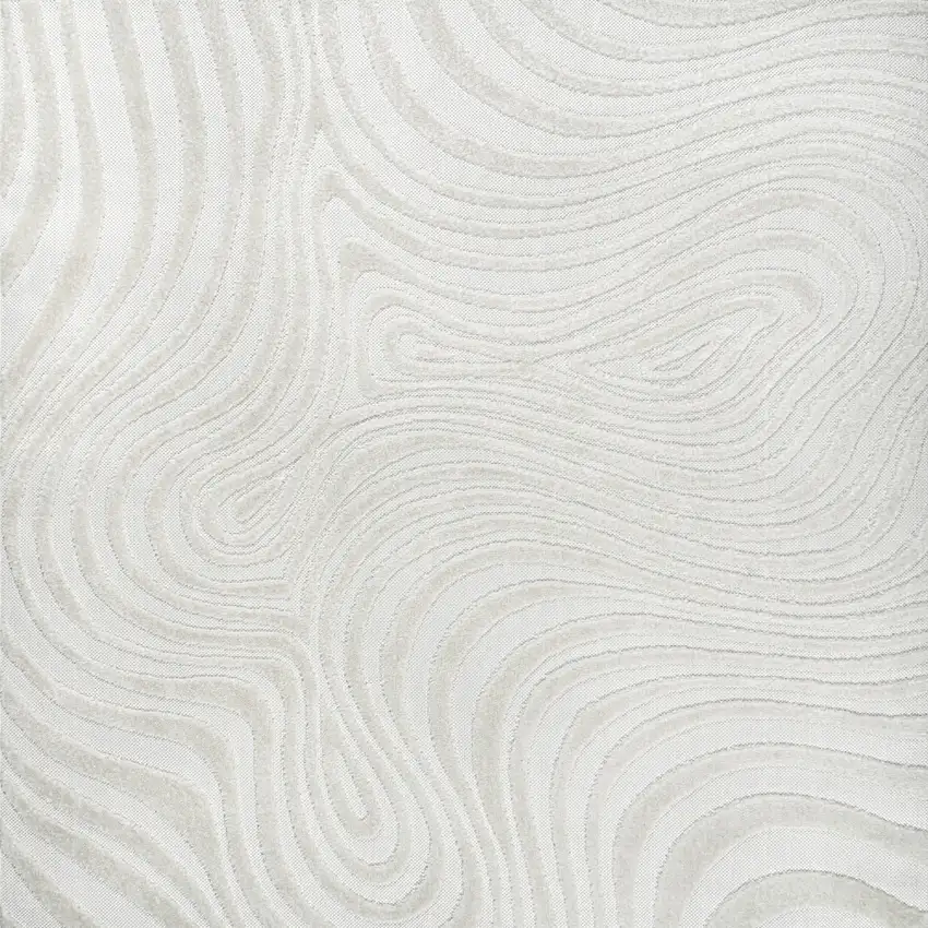 5' Cream And Ivory Square Abstract Indoor Outdoor Area Rug Photo 1