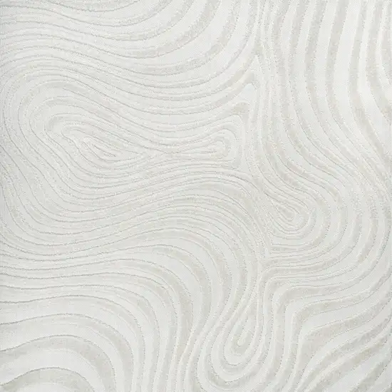 5' Cream And Ivory Square Abstract Indoor Outdoor Area Rug Photo 3