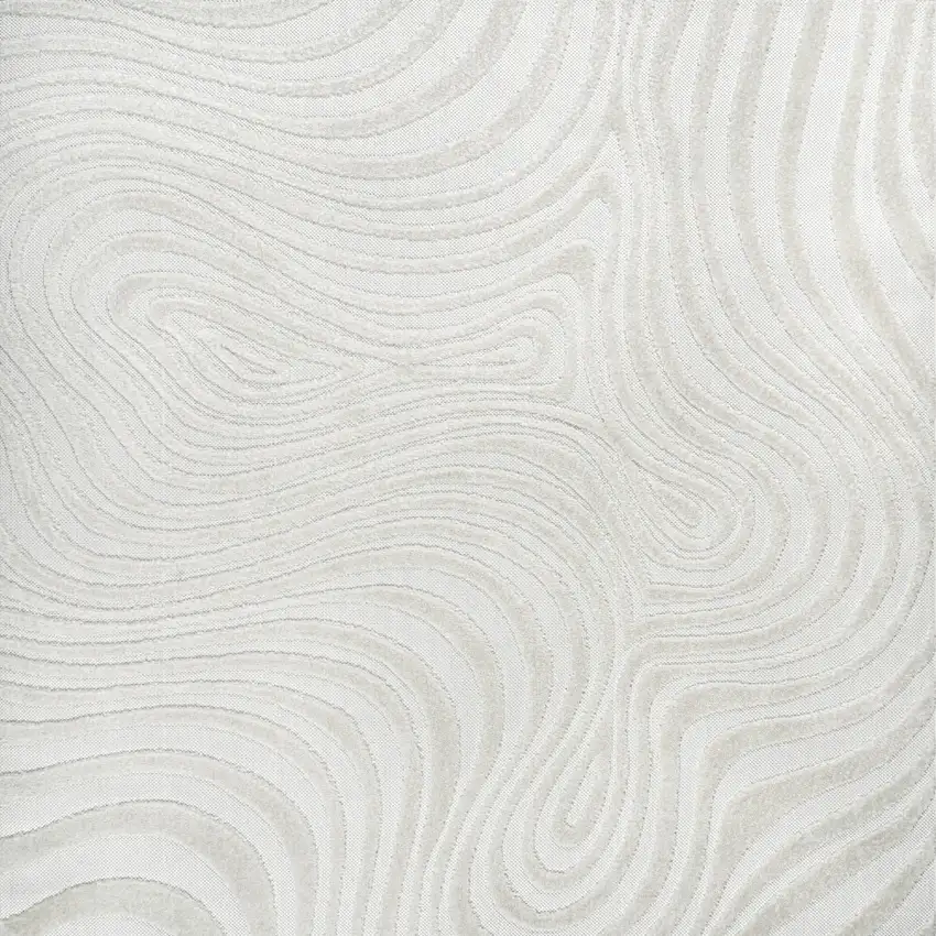 5' Cream And Ivory Square Abstract Indoor Outdoor Area Rug Photo 3
