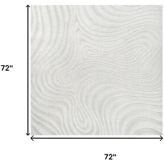 6' Cream And Ivory Square Abstract Indoor Outdoor Area Rug Photo 8