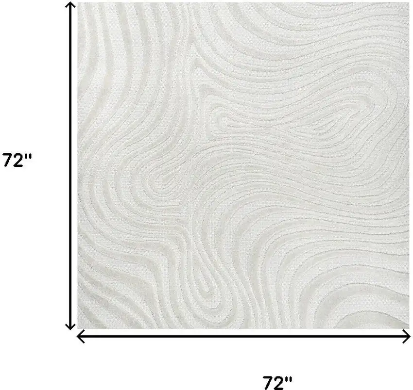 6' Cream And Ivory Square Abstract Indoor Outdoor Area Rug Photo 8