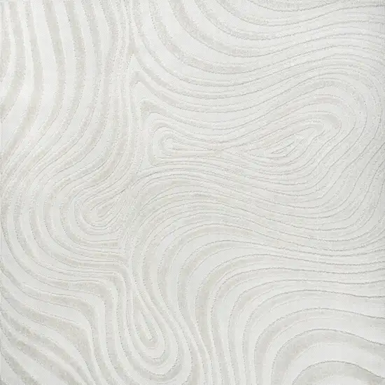 7' Cream And Ivory Square Abstract Indoor Outdoor Area Rug Photo 1