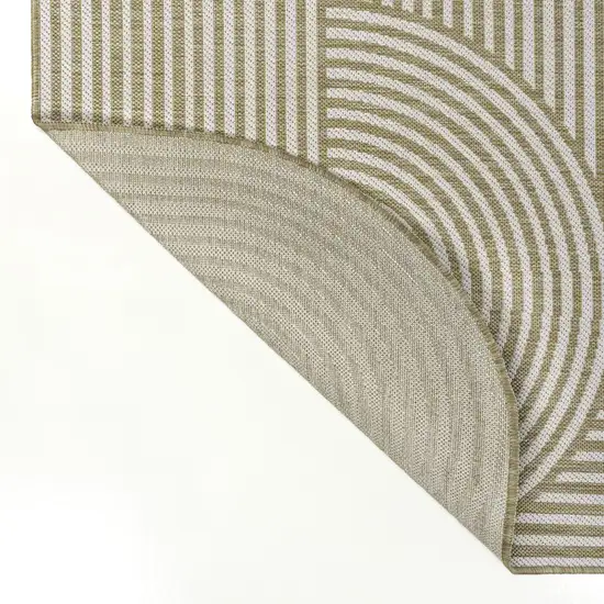 8' Cream And Natural Abstract Indoor Outdoor Runner Rug Photo 8