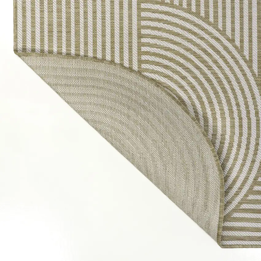 8' Cream And Natural Abstract Indoor Outdoor Runner Rug Photo 8