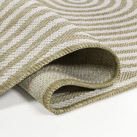 8' Cream And Natural Abstract Indoor Outdoor Runner Rug Photo 6