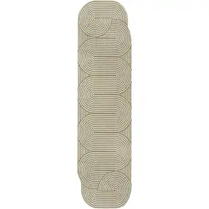 Photo of 8' Cream And Natural Abstract Indoor Outdoor Runner Rug