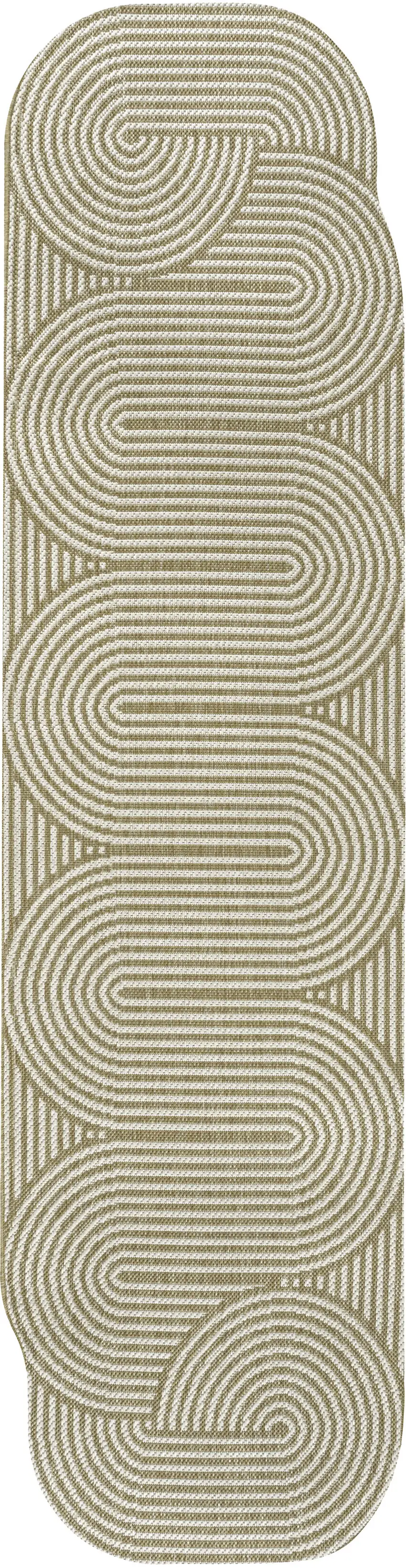 8' Cream And Natural Abstract Indoor Outdoor Runner Rug Photo 1