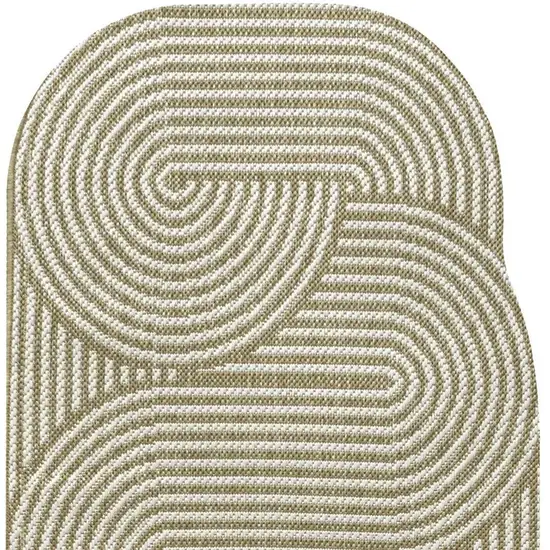 8' Cream And Natural Abstract Indoor Outdoor Runner Rug Photo 3