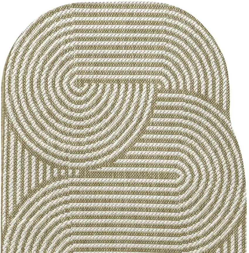 8' Cream And Natural Abstract Indoor Outdoor Runner Rug Photo 3