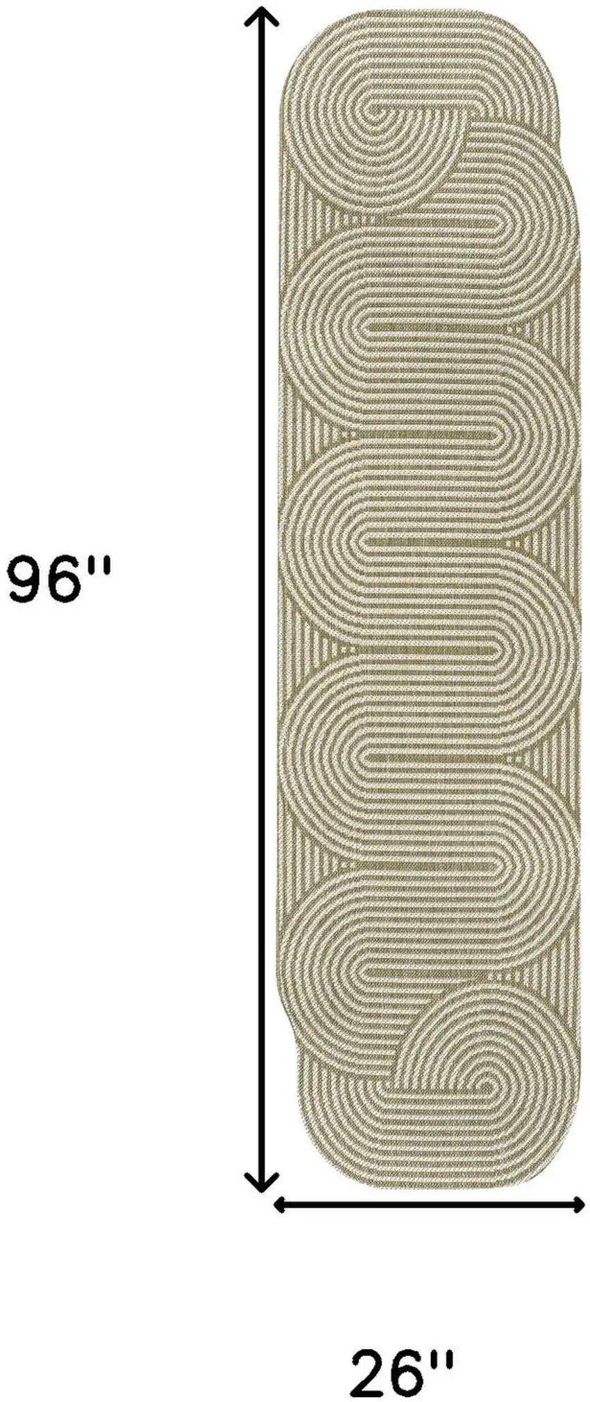 8' Cream And Natural Abstract Indoor Outdoor Runner Rug Photo 7
