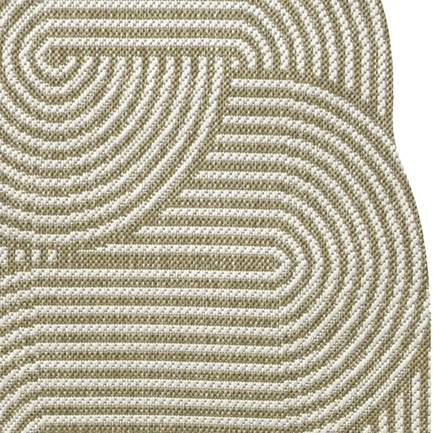 8' Cream And Natural Abstract Indoor Outdoor Runner Rug Photo 2