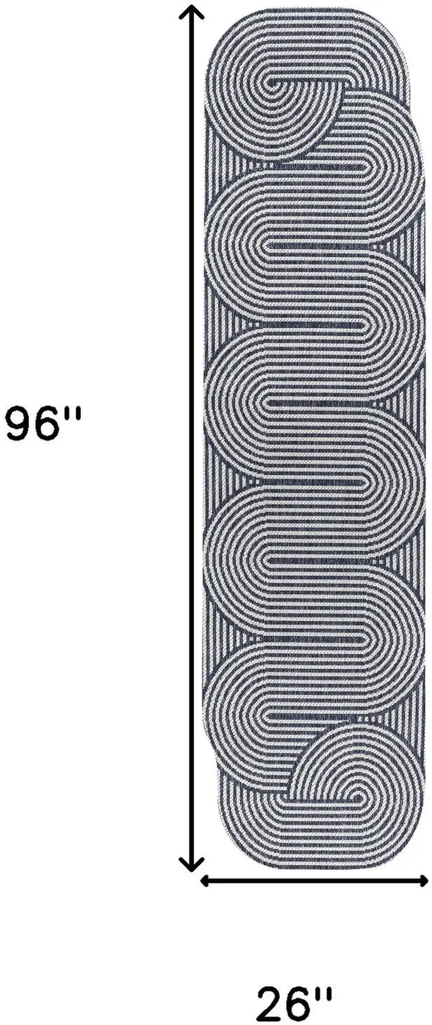 8' Cream And Navy Blue Abstract Indoor Outdoor Runner Rug Photo 7