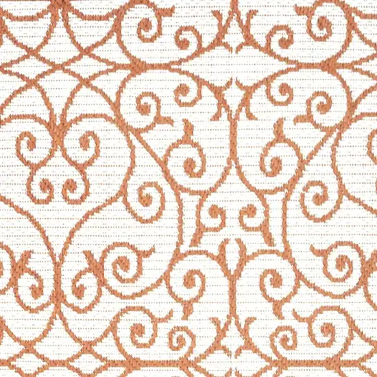 10' Cream And Orange Geometric Indoor Outdoor Runner Rug Photo 2