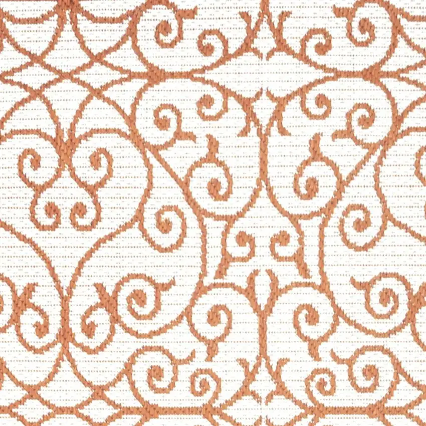 10' Cream And Orange Geometric Indoor Outdoor Runner Rug Photo 2