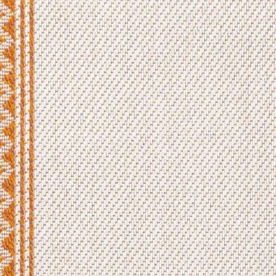 8' Cream And Orange Indoor Outdoor Runner Rug Photo 2