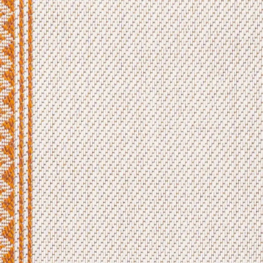 8' Cream And Orange Indoor Outdoor Runner Rug Photo 2