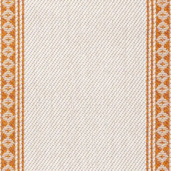 8' Cream And Orange Indoor Outdoor Runner Rug Photo 3