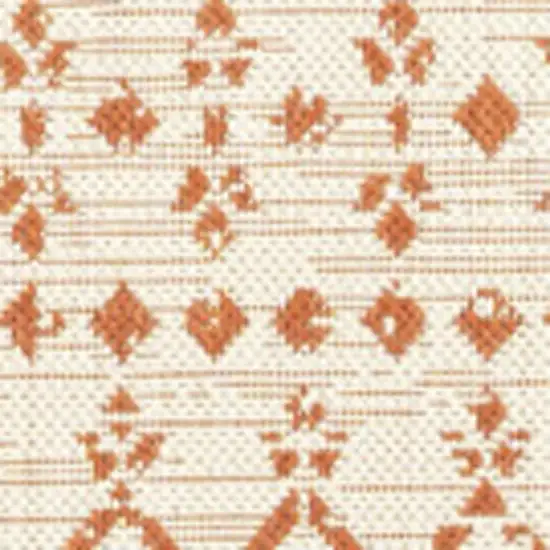 5' Cream And Orange Square Trellis Indoor Outdoor Area Rug Photo 2