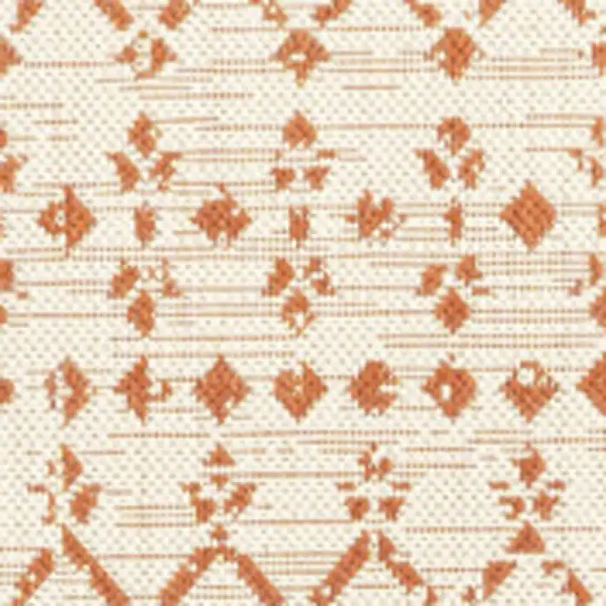 5' Cream And Orange Square Trellis Indoor Outdoor Area Rug Photo 3